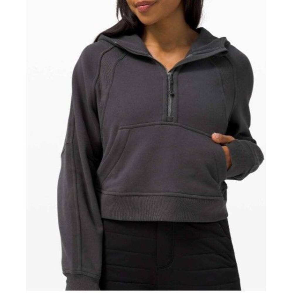Lululemon Scuba Oversized Half Zip Hoodie Black Size XS/S Cropped Sweatshirt MOP